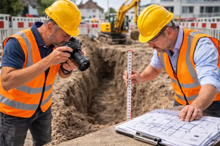 Gutachterliche Projektbegleitung im Glasfaserausbau – Experten dokumentieren Baufortschritt und prüfen Qualität auf der Baustelle.